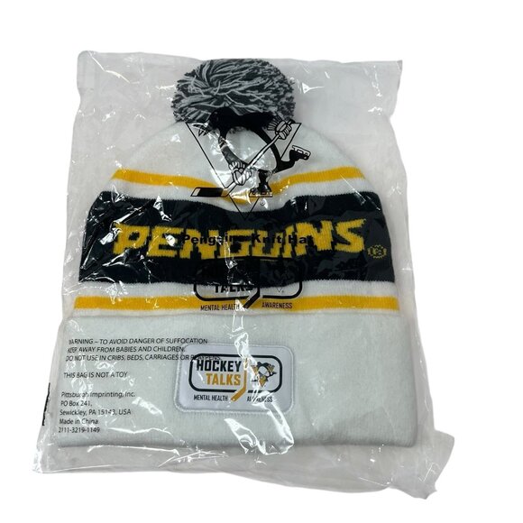 Pittsburgh Penguins Hockey Talks Mental Health Awareness Knit Beanie Hat Cap SGA - Picture 1 of 3